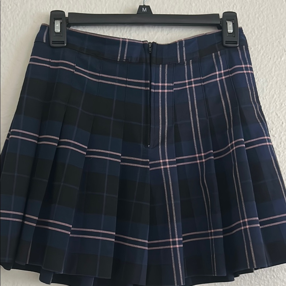 Love Tree Navy and Pink Plaid Skater Skirt - Picture 3 of 7